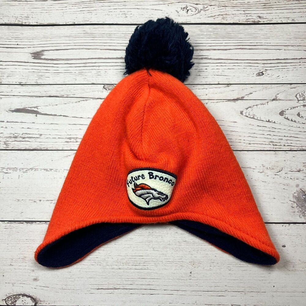 Denver Broncos "Future Broncos" Baby Knit Beanie Ear Cover Hat Fleece Pom NFL